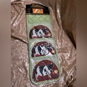 Decorative Hangable Organizer Cows Green Cotton Mail Cards Receipts
